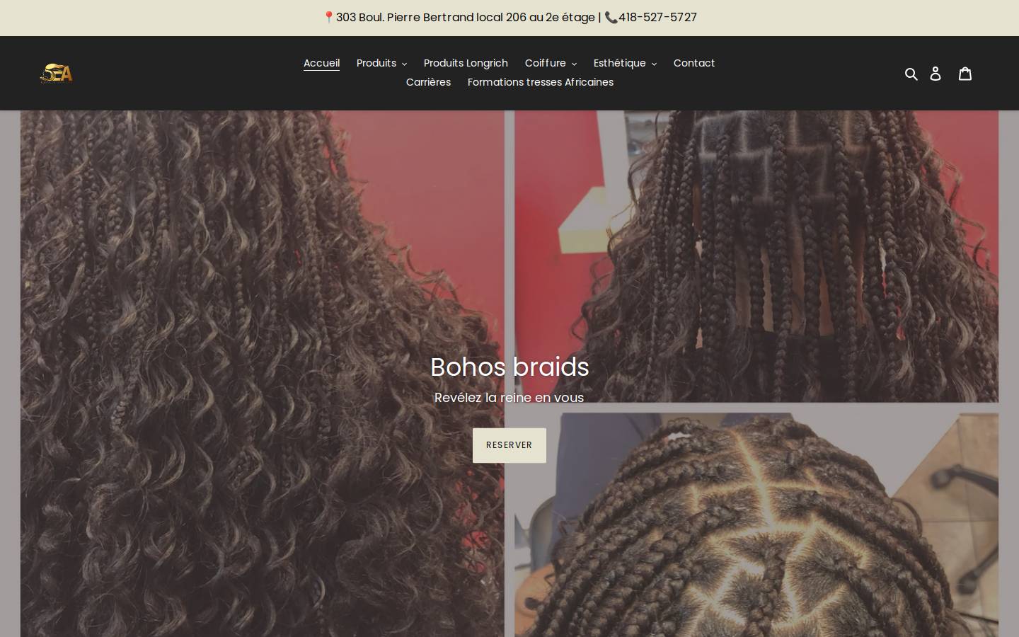 5eaespacebeaute.com homepage screenshot