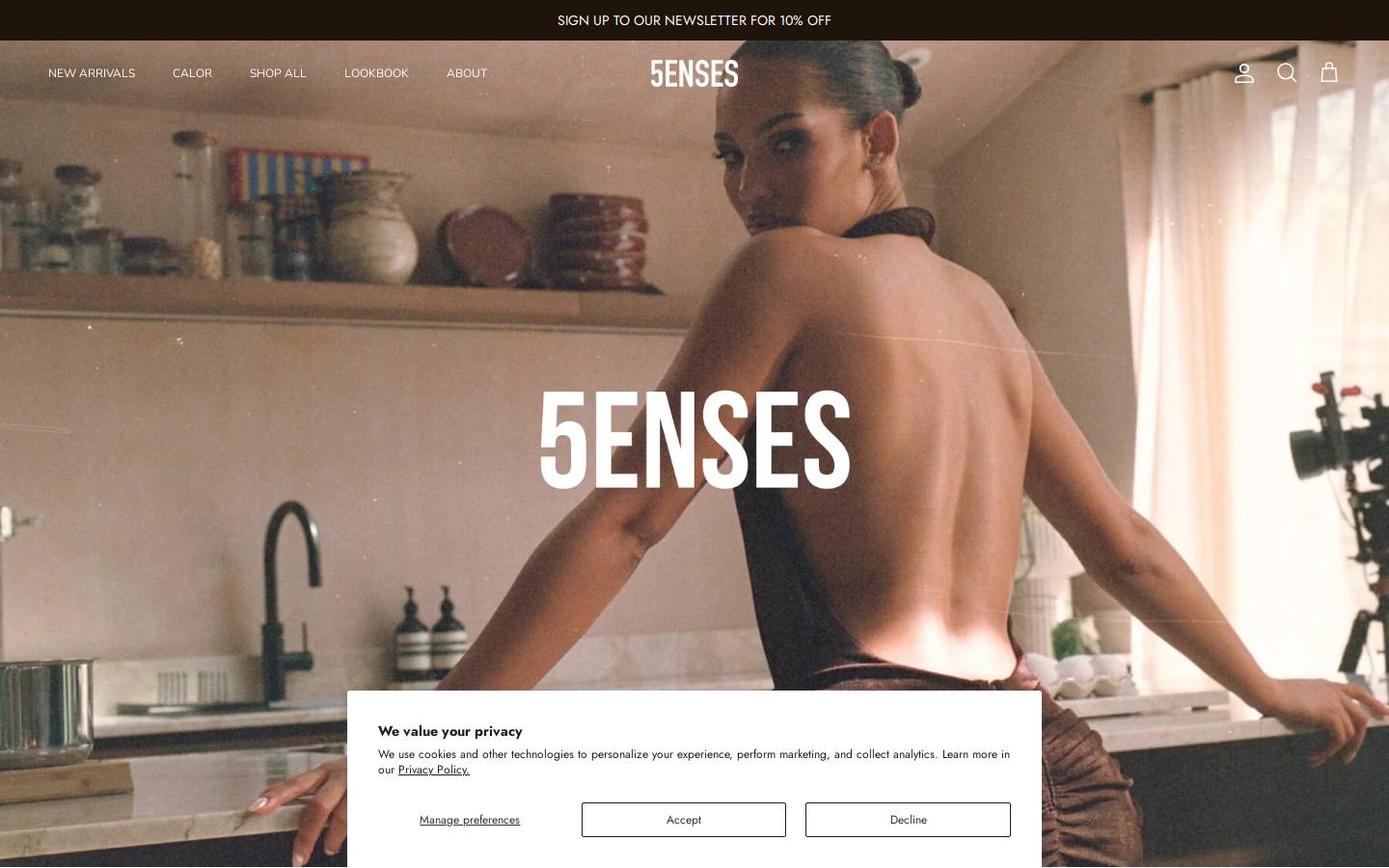 5ENSES homepage screenshot