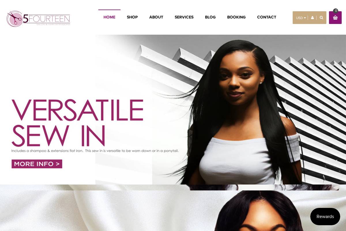 5fourteenhair.com homepage screenshot