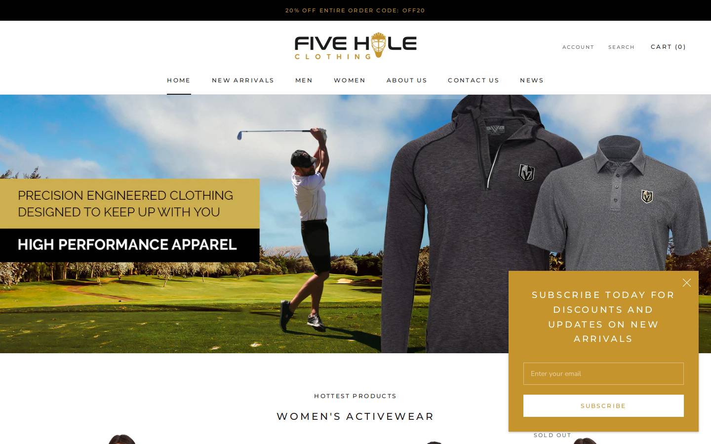5holeclothing.com homepage screenshot