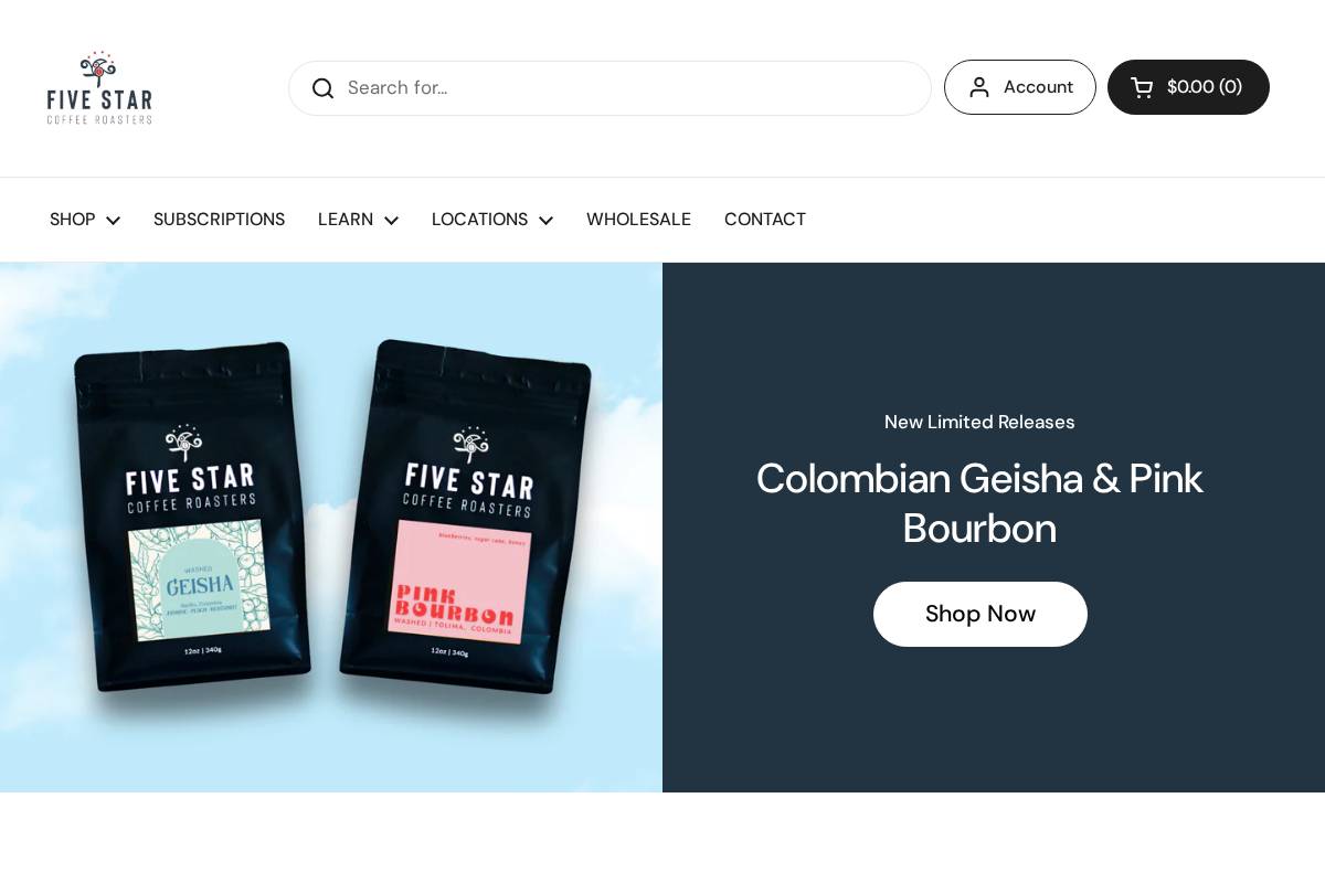 5starcoffeeroasters.com homepage screenshot