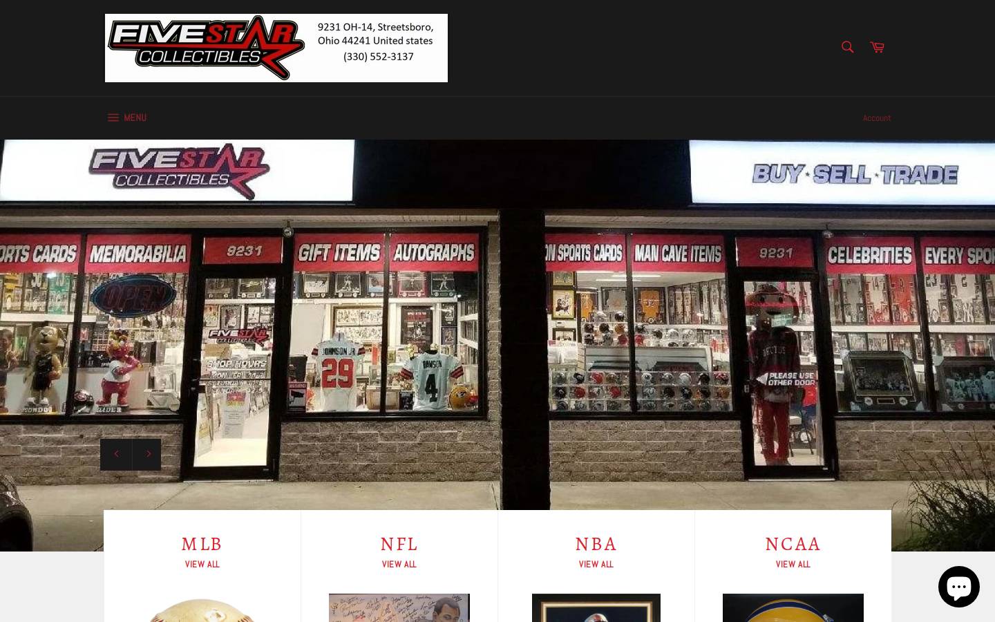 5starcollectibles.com homepage screenshot
