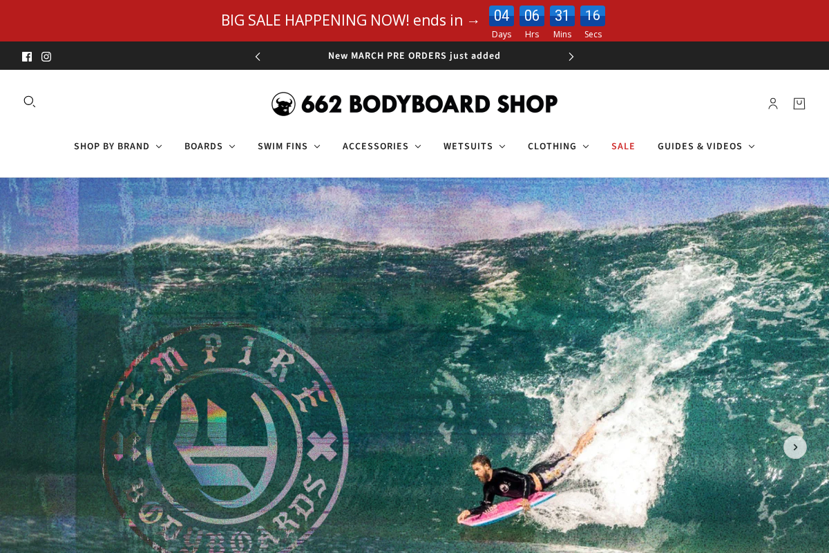 662 Bodyboard Shop homepage screenshot