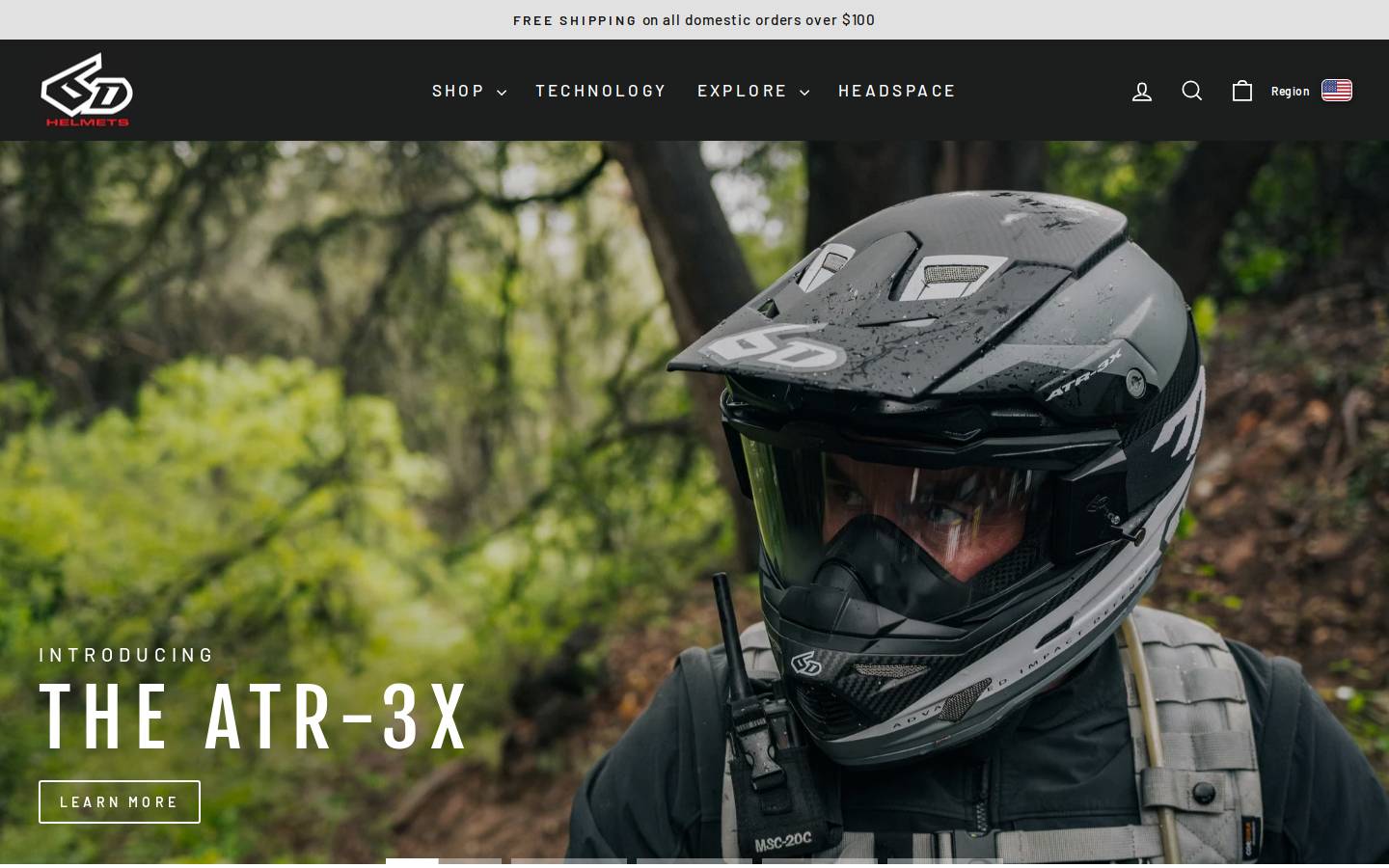 6D Helmets homepage screenshot