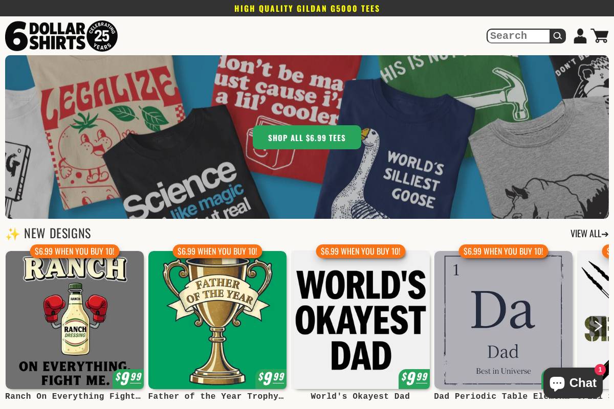 6DollarShirts homepage screenshot