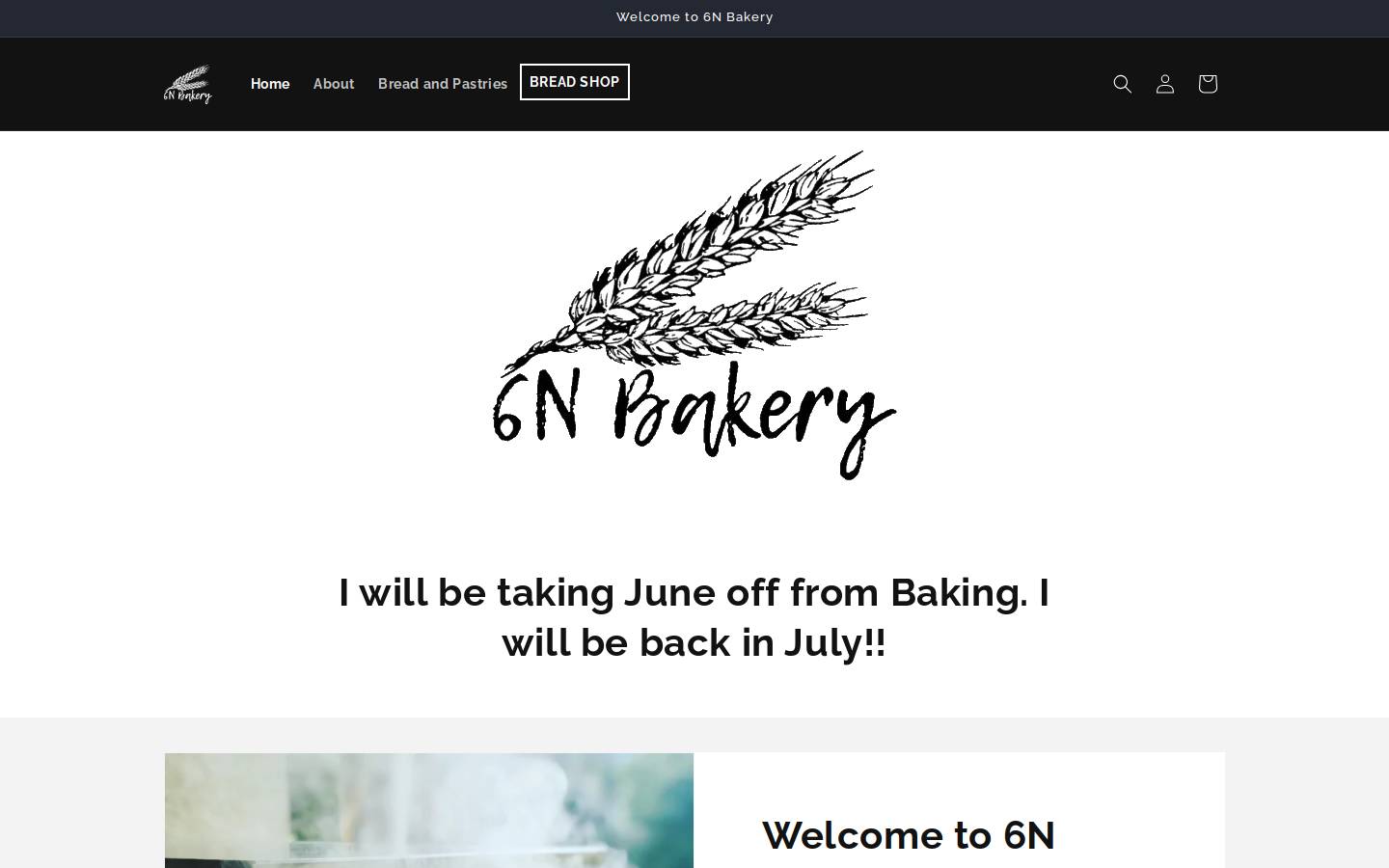 6nbakery.com homepage screenshot