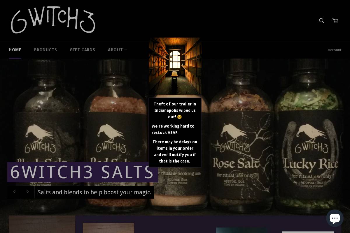 6witch3.shop homepage screenshot