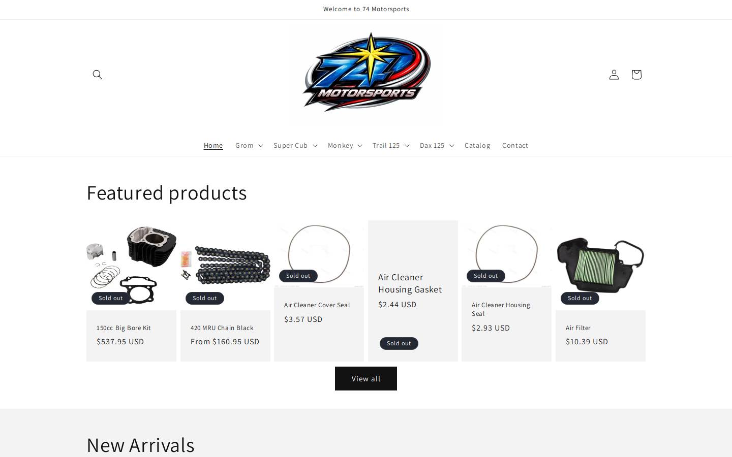 74motorsports.com homepage screenshot