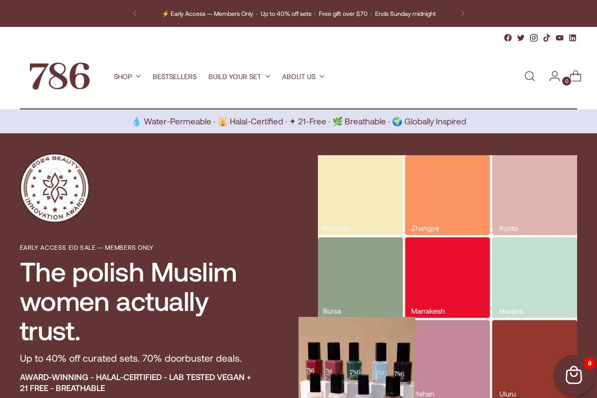 786cosmetics homepage screenshot
