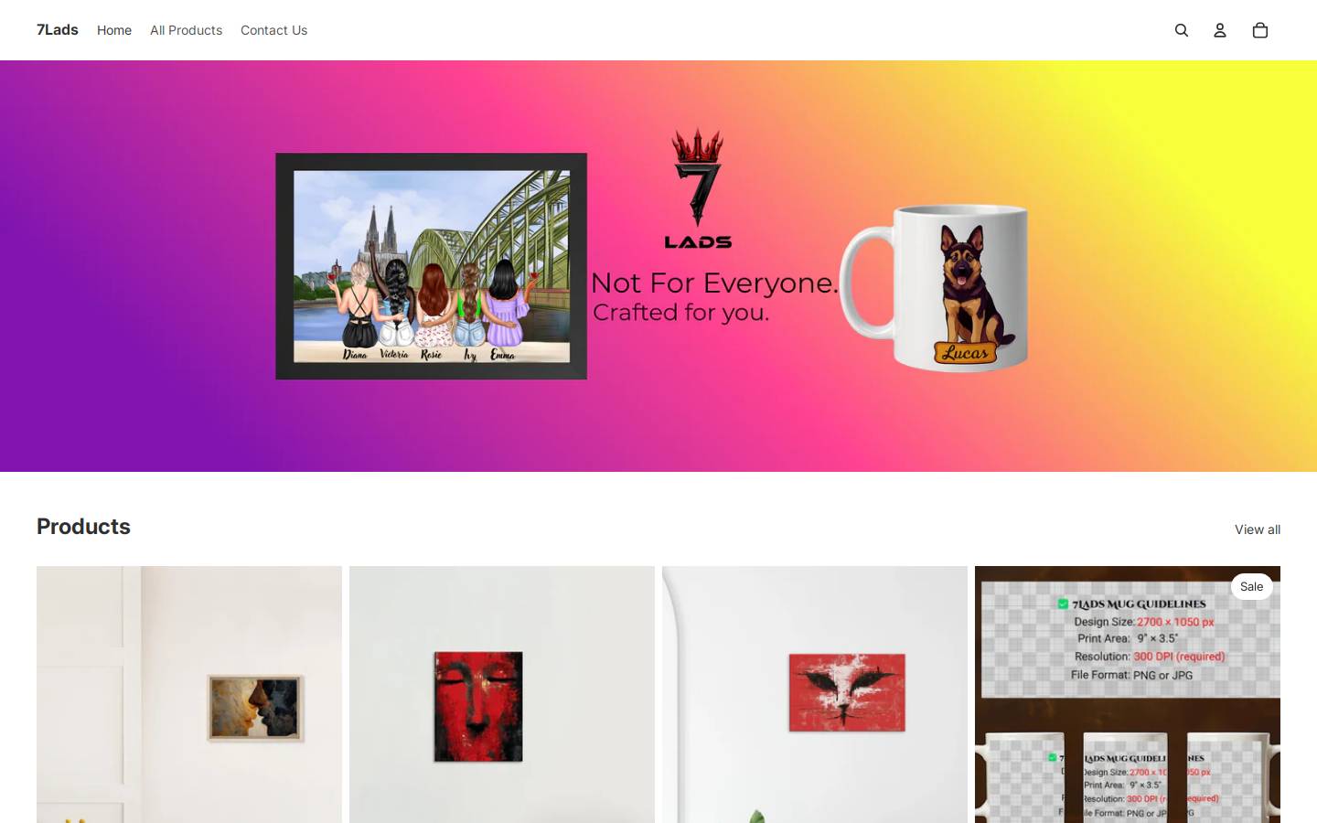 7lads.com homepage screenshot
