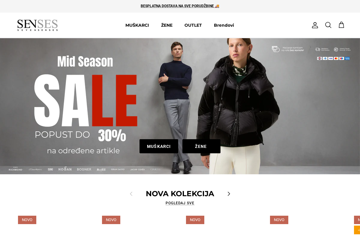 Seven SENSES homepage screenshot