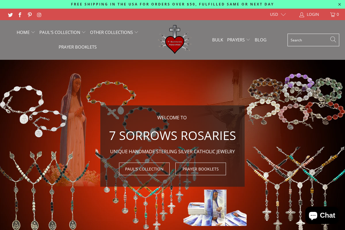 7 Sorrows Rosaries homepage screenshot
