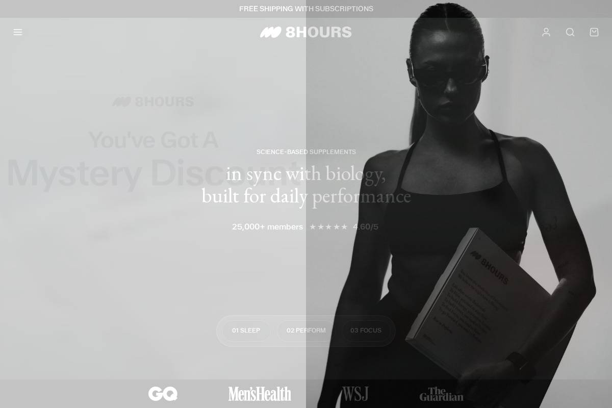 8hours homepage screenshot