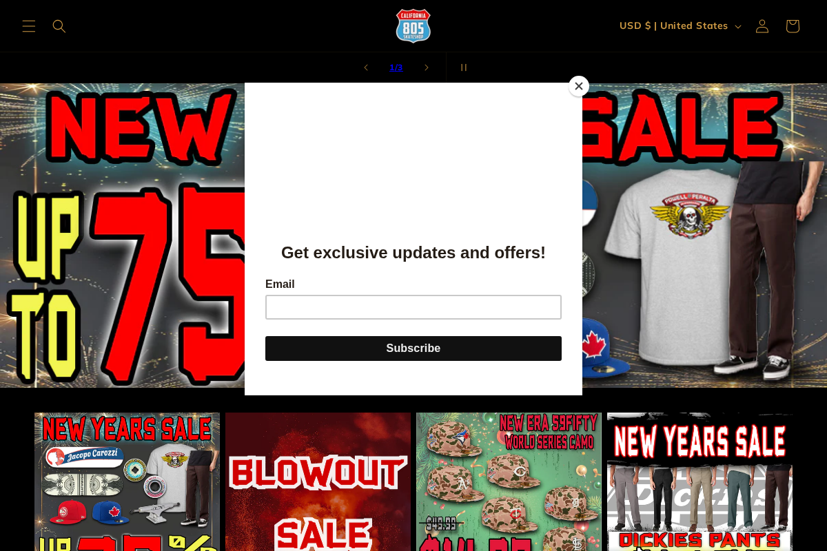805skateshop.com homepage screenshot