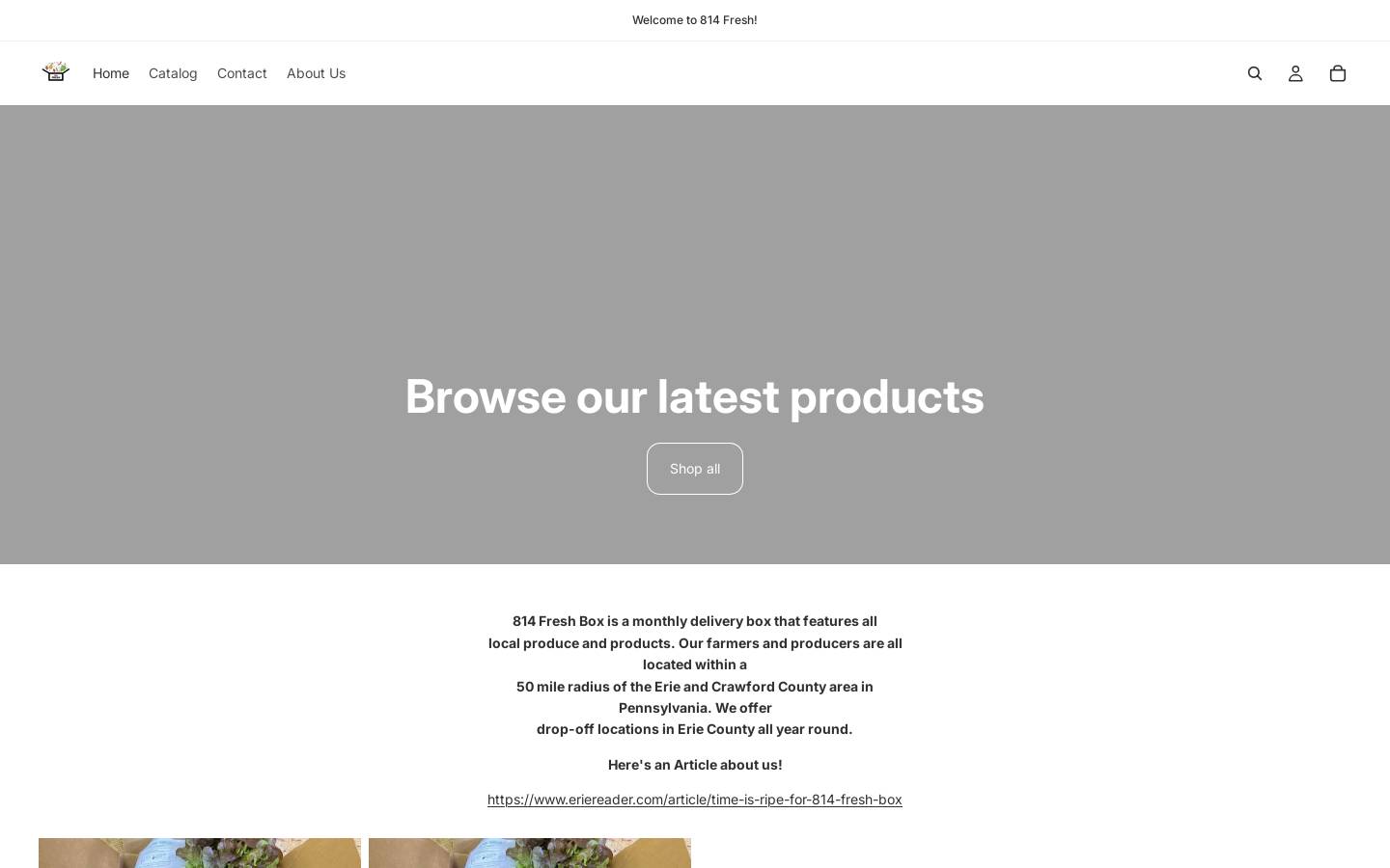 814fresh.com homepage screenshot