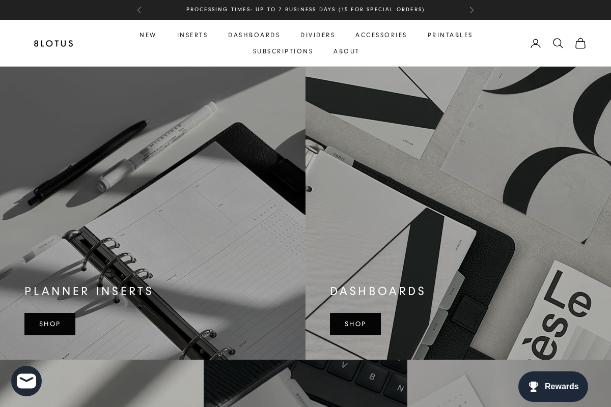 8LOTUS homepage screenshot