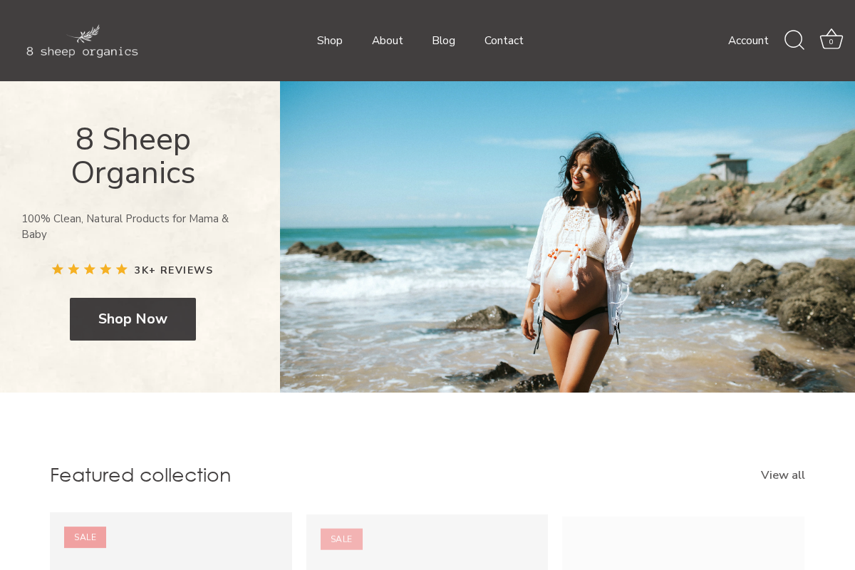 8 Sheep Organics homepage screenshot