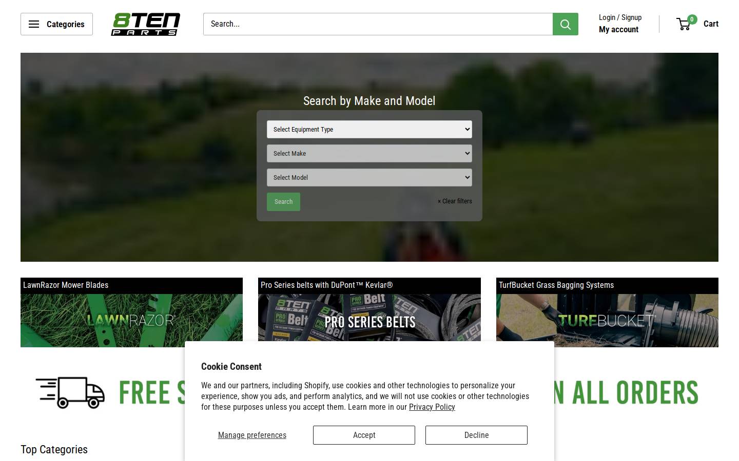 8tenparts.com homepage screenshot