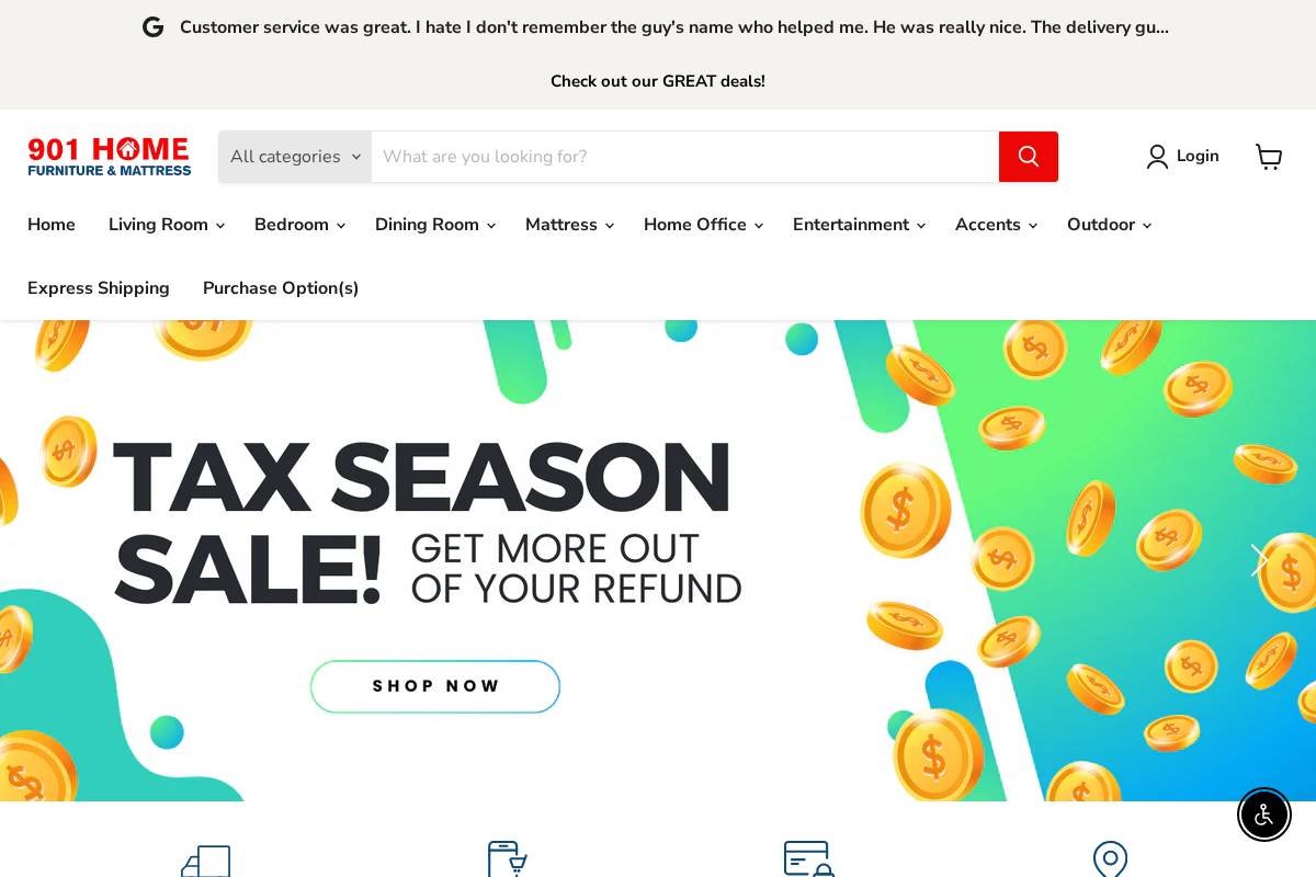 901homefurniture.com homepage screenshot