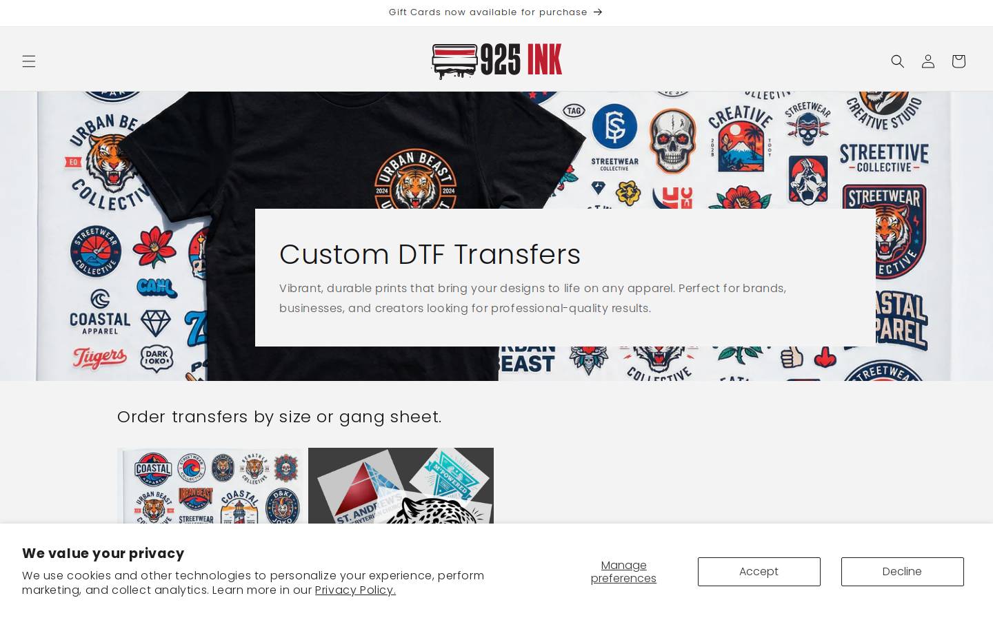 925ink.com homepage screenshot