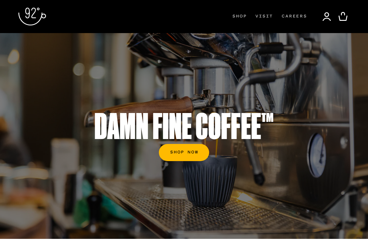 92 Degrees Coffee homepage screenshot
