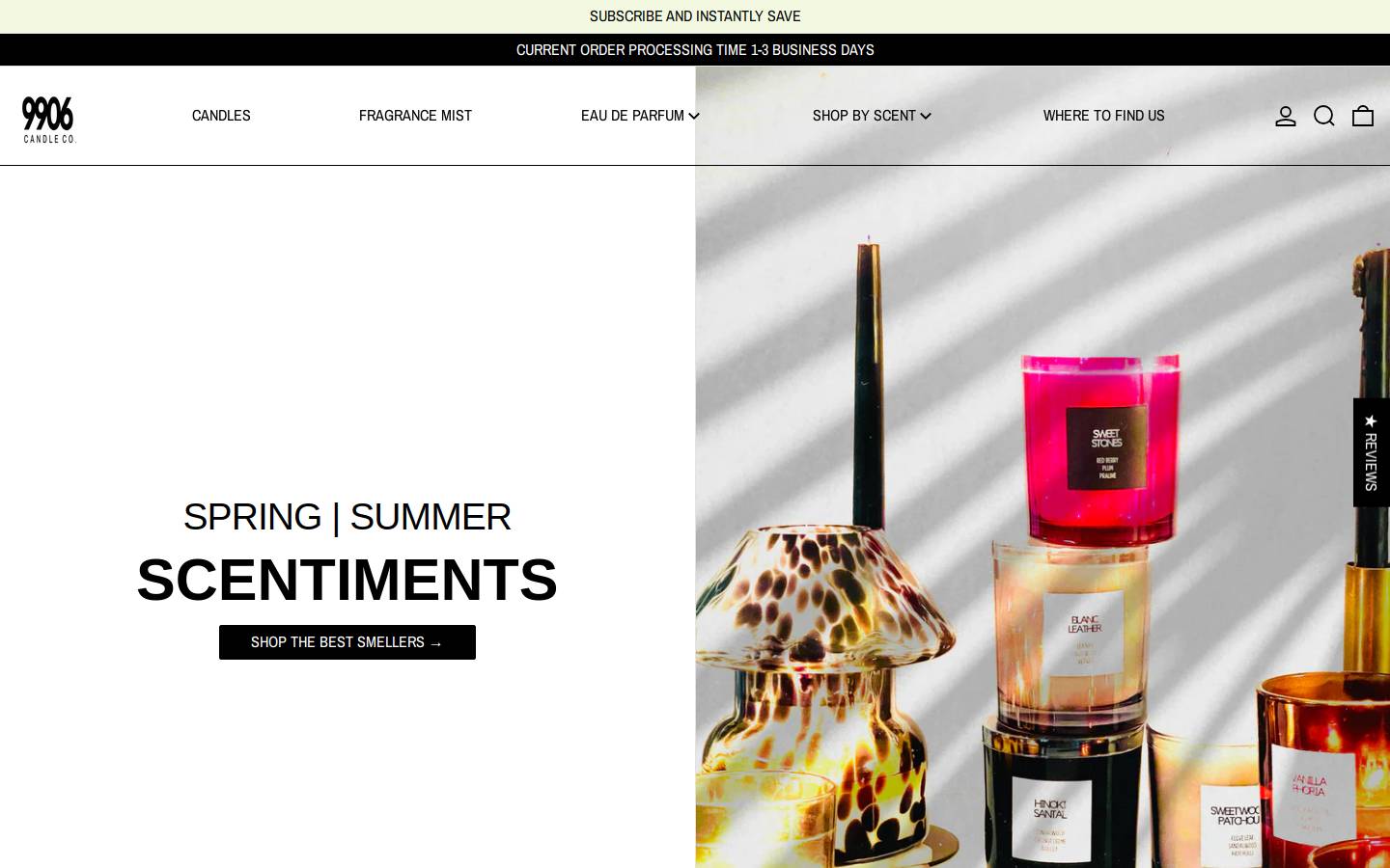 9906candleco.com homepage screenshot