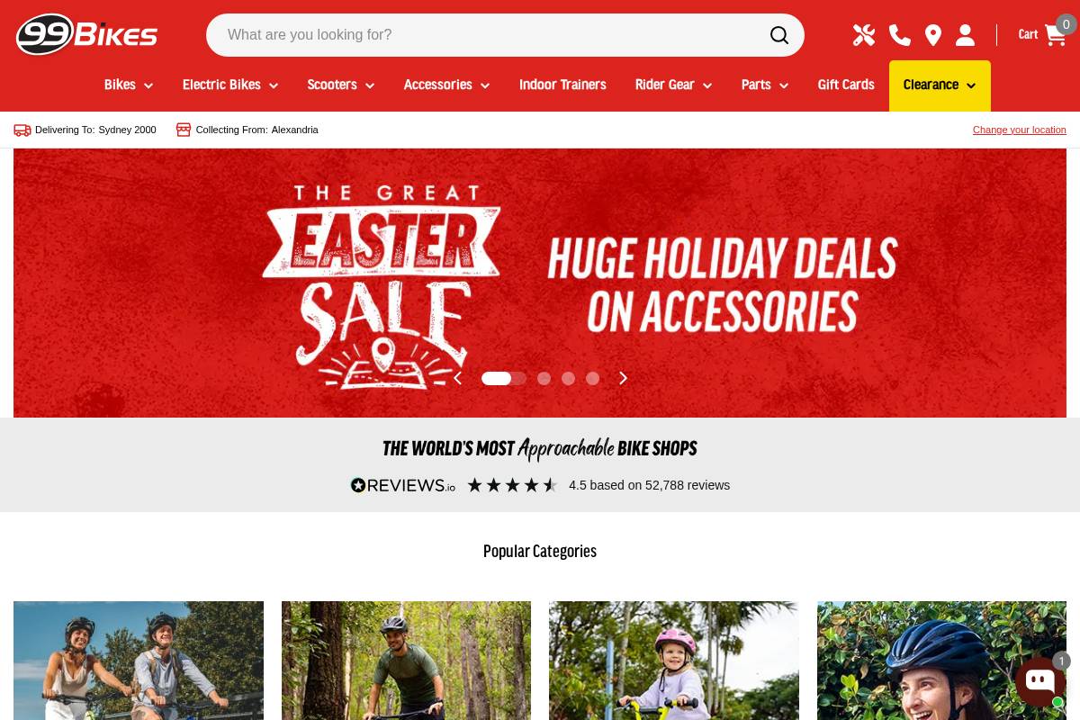 99 Bikes homepage screenshot
