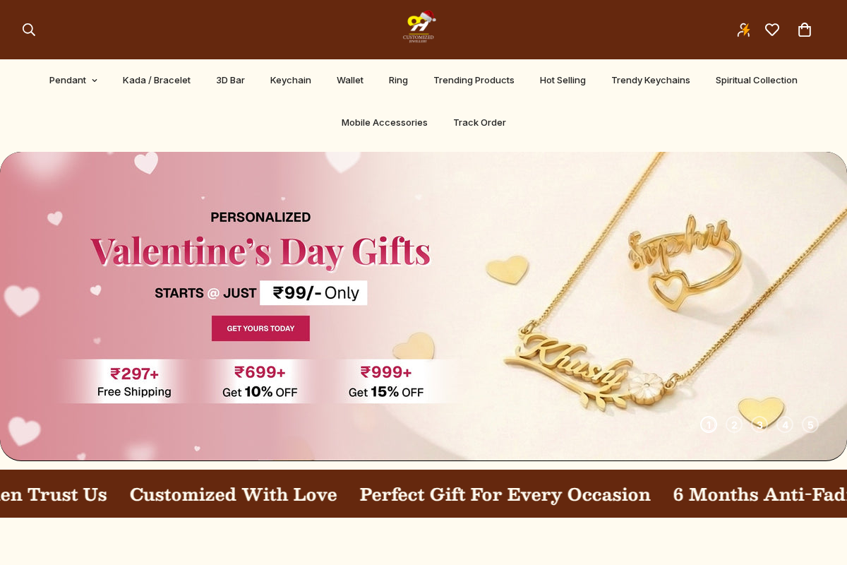 99customizedjewellery homepage screenshot