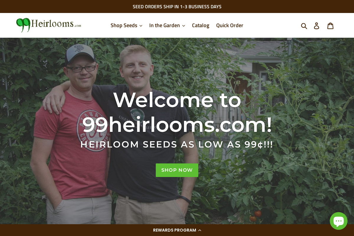 99¢ Heirloom Seeds homepage screenshot