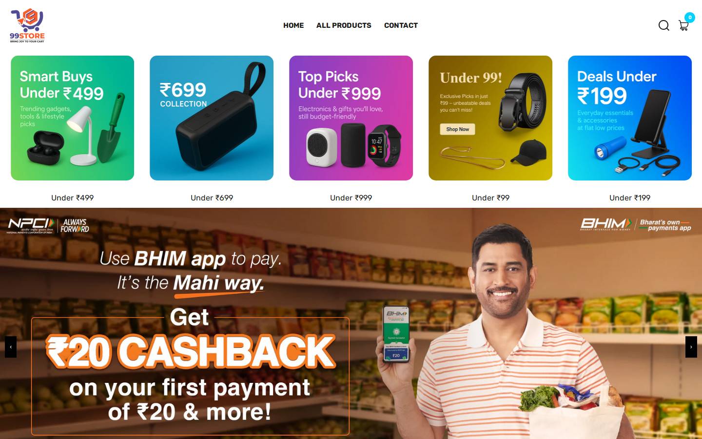 99store.co.in homepage screenshot