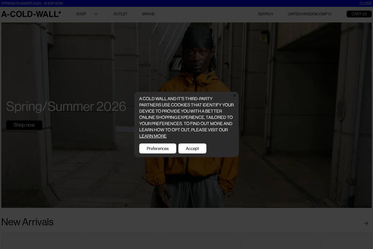 A-Cold-Wall* homepage screenshot