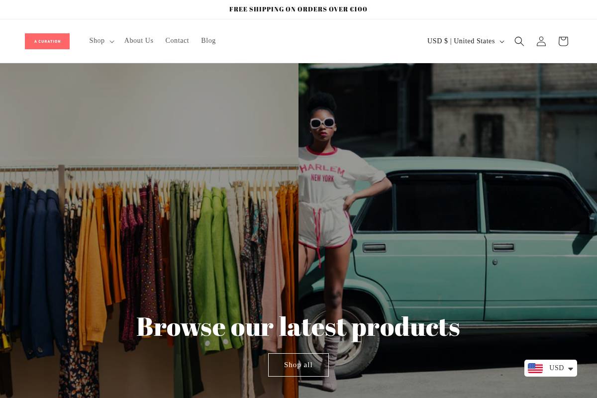 a-curation.com homepage screenshot