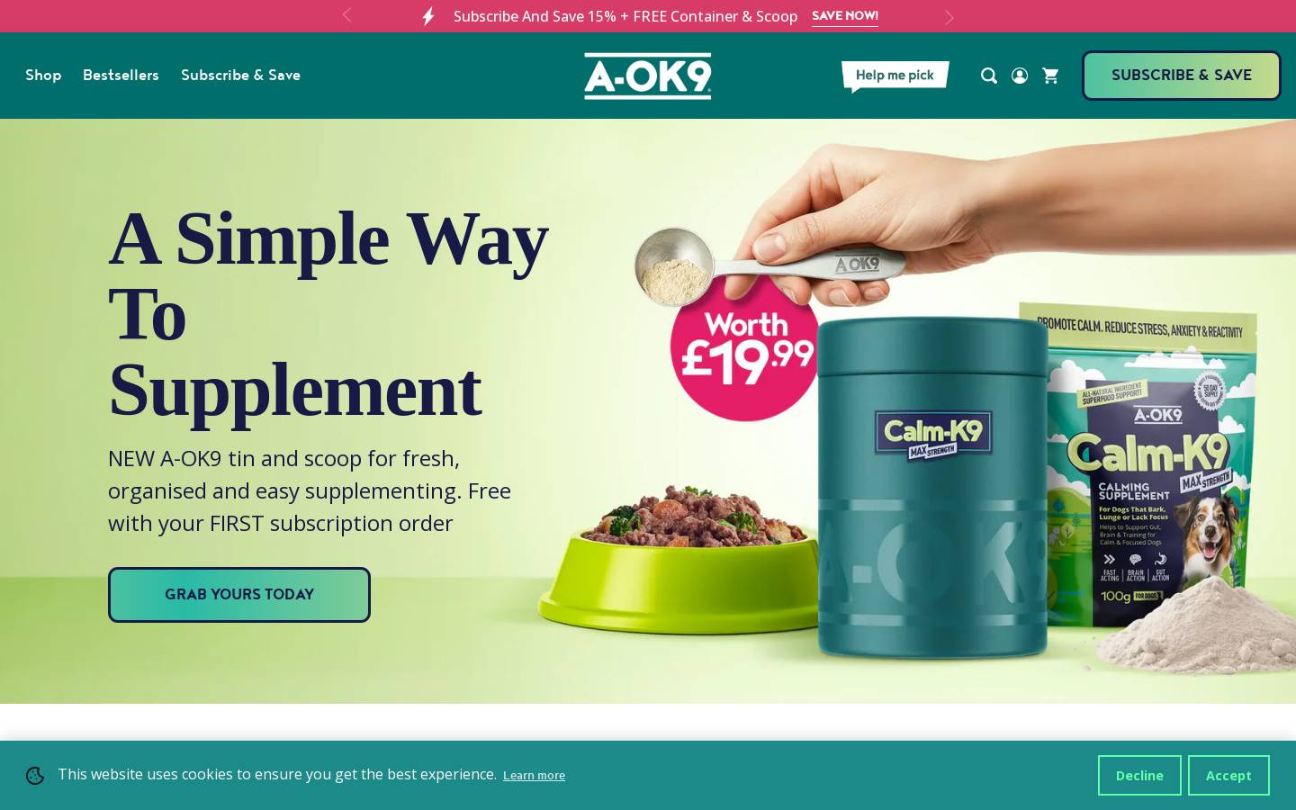 A Ok9 homepage screenshot