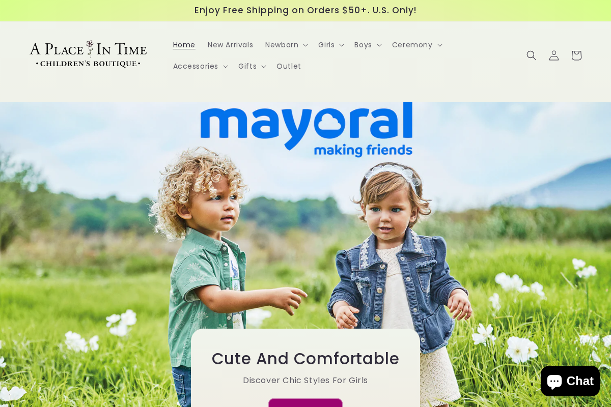 A Place In Time Children's Boutique homepage screenshot