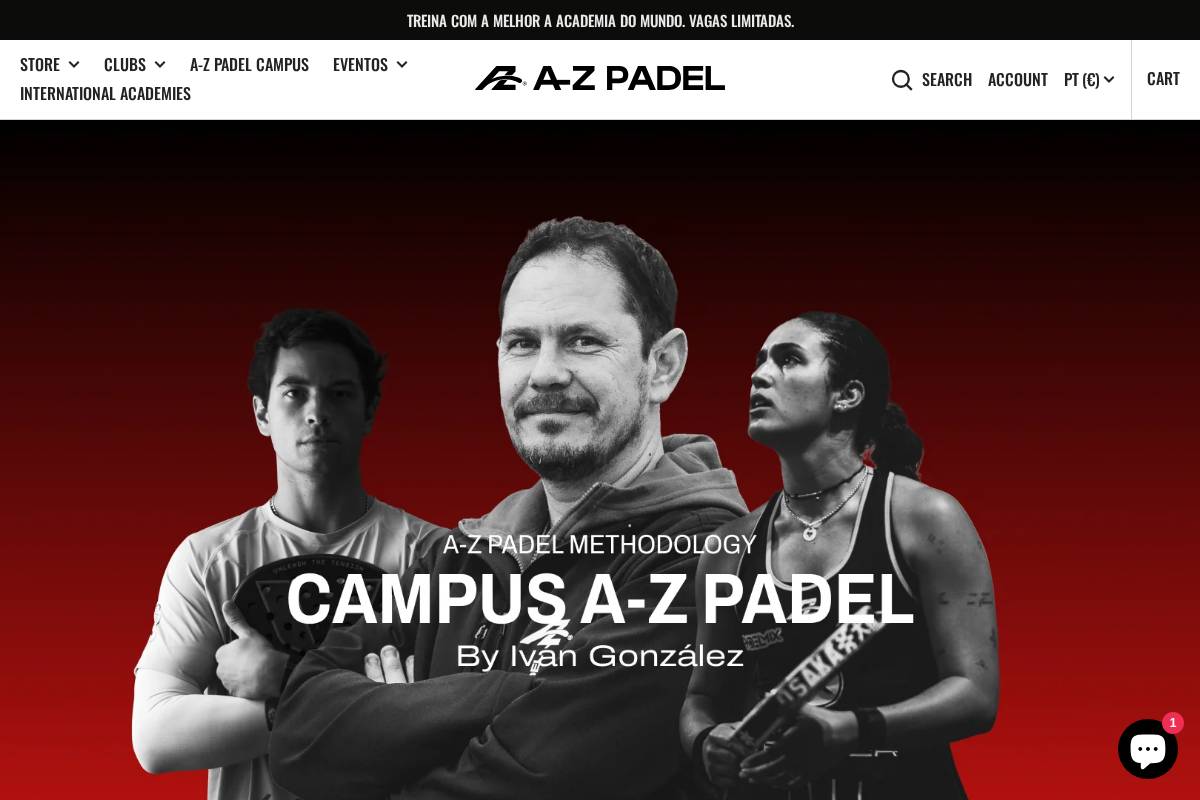 A-Z Padel homepage screenshot