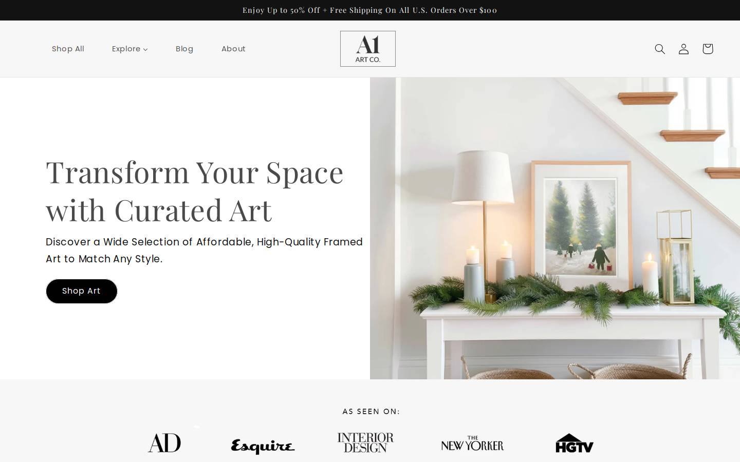 a1art.co homepage screenshot