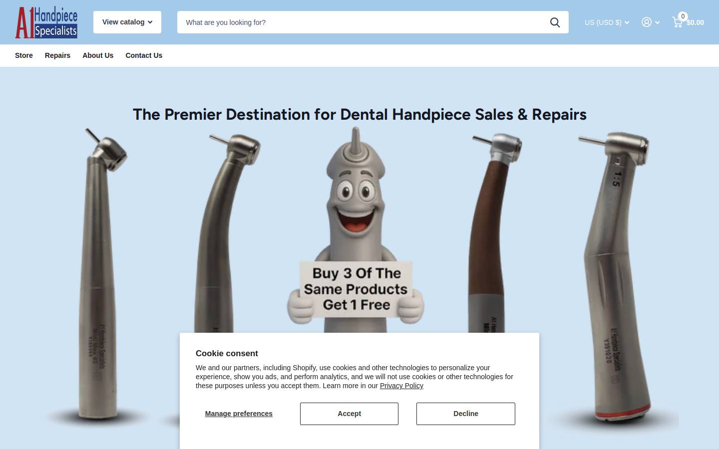 a1handpiece.com homepage screenshot
