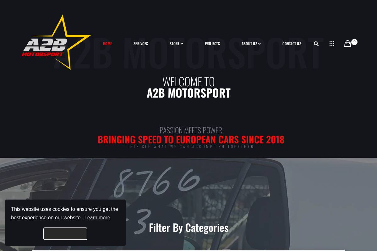 a2bmotorsport.net homepage screenshot