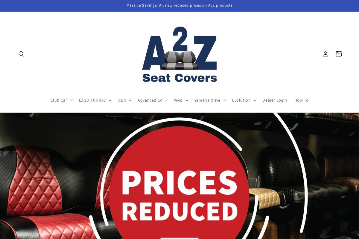 a2zgolfsupplies.com homepage screenshot