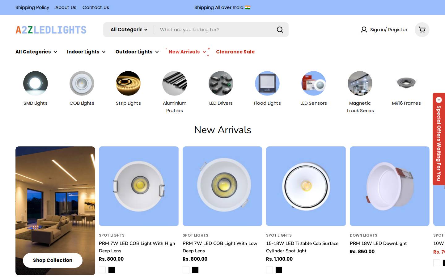 a2zledlights.com homepage screenshot
