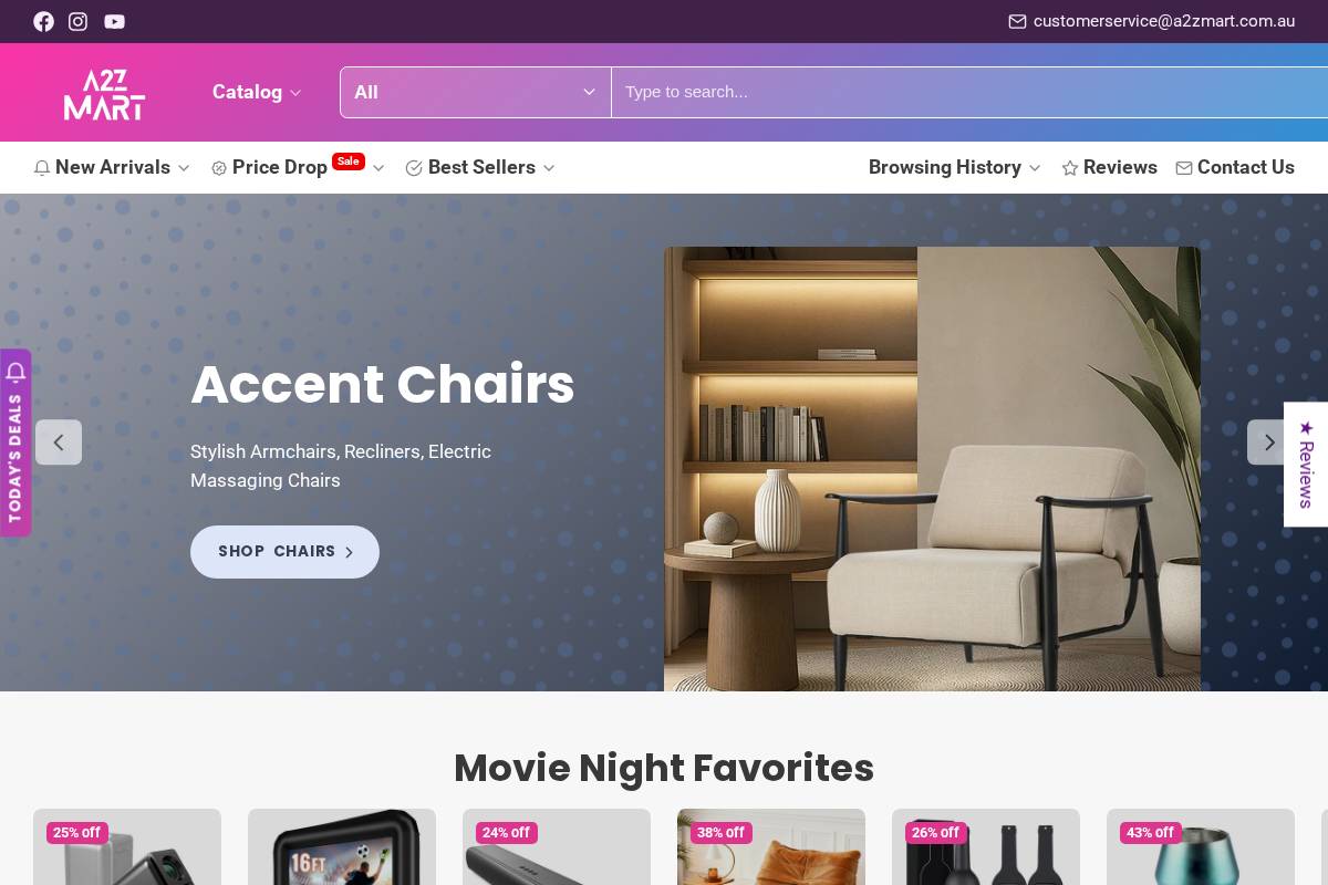 a2zmart.com.au homepage screenshot