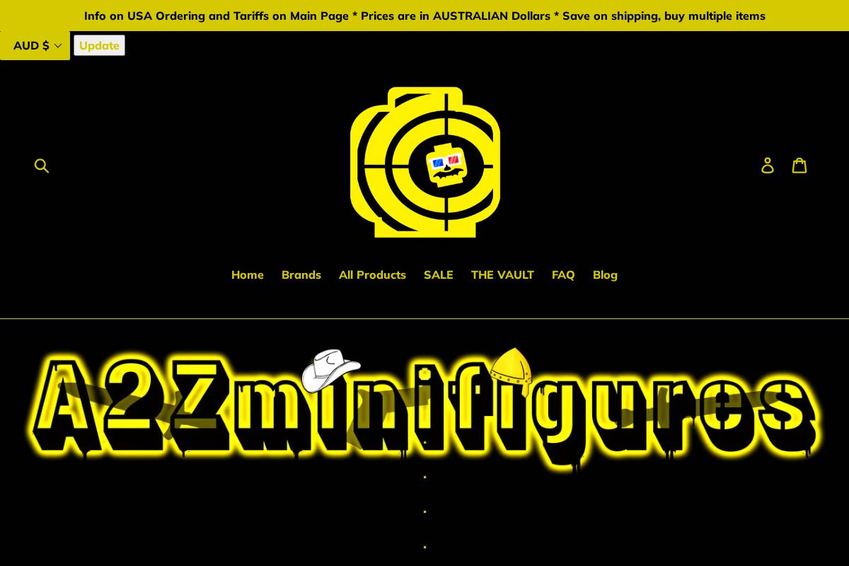 a2zminifigures.com homepage screenshot