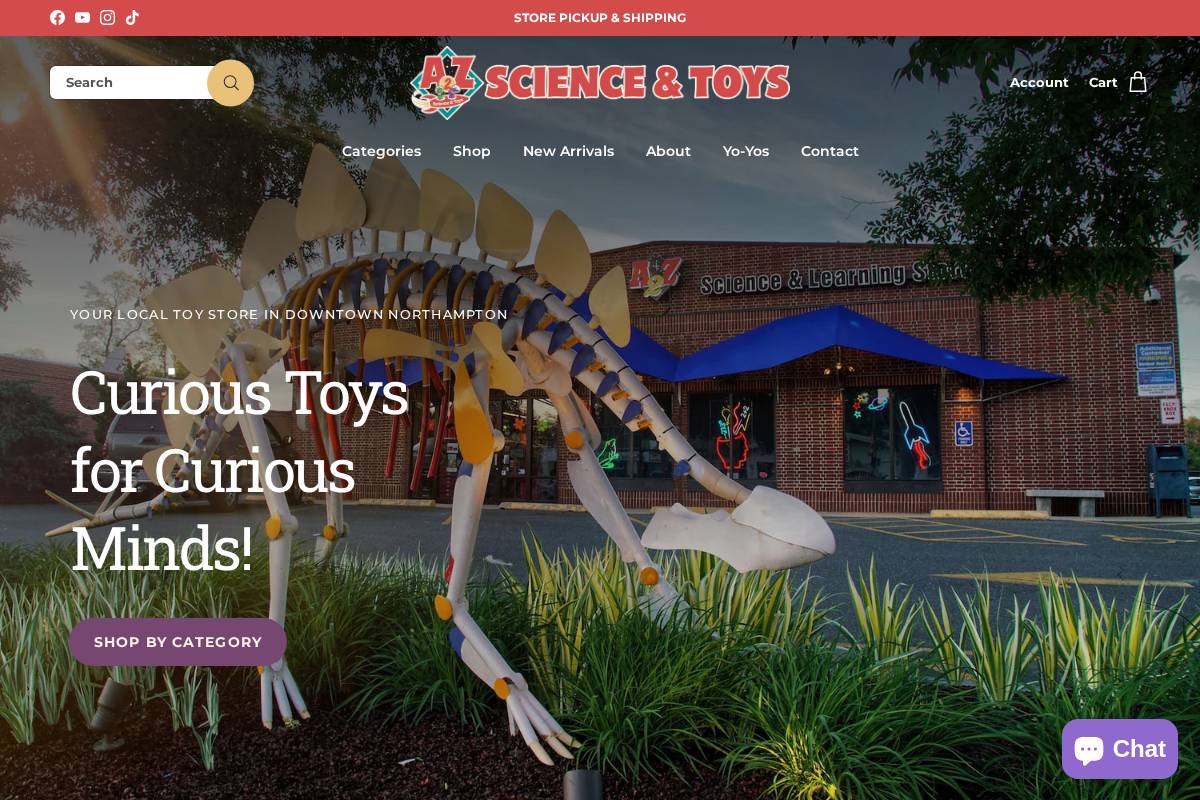 a2zscience.com homepage screenshot