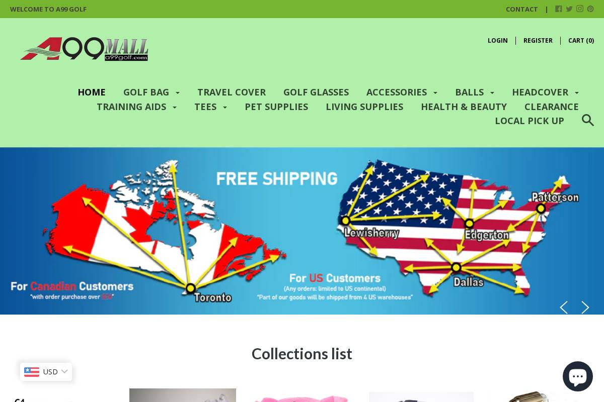 a99golf.com homepage screenshot