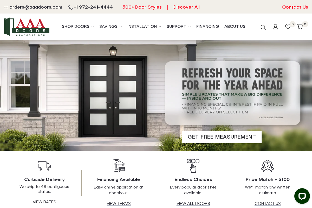 Aaadoors homepage screenshot