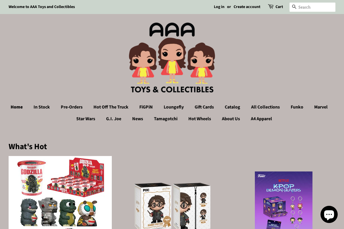 aaatoysandcollectibles.com homepage screenshot