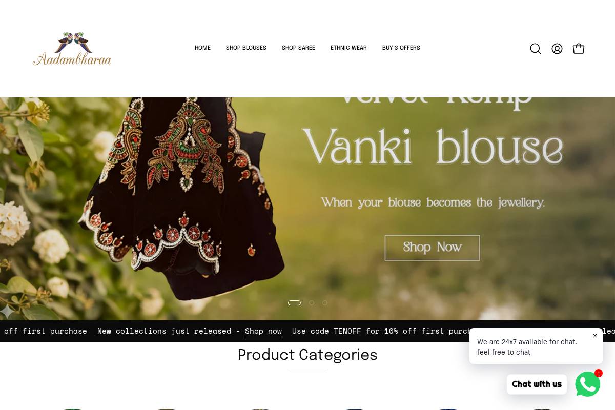 aadambharaa.com homepage screenshot