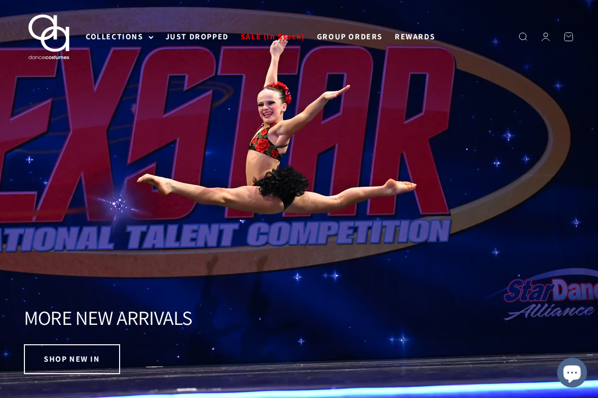 aadancecostumes.com homepage screenshot