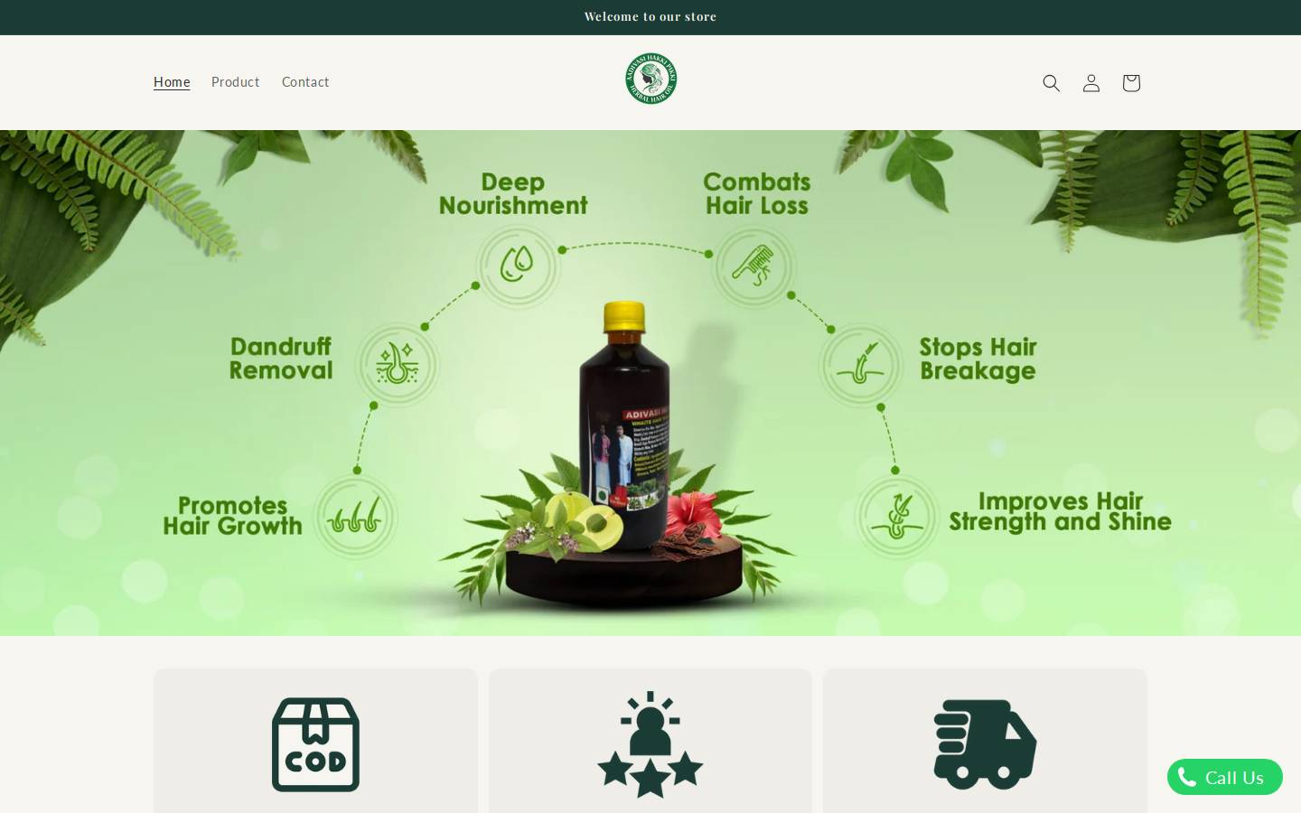 aadivasihakkipikkihairoil.com homepage screenshot
