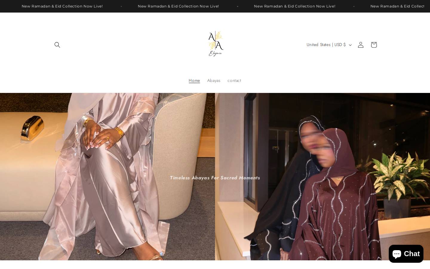 aaelegance.com homepage screenshot